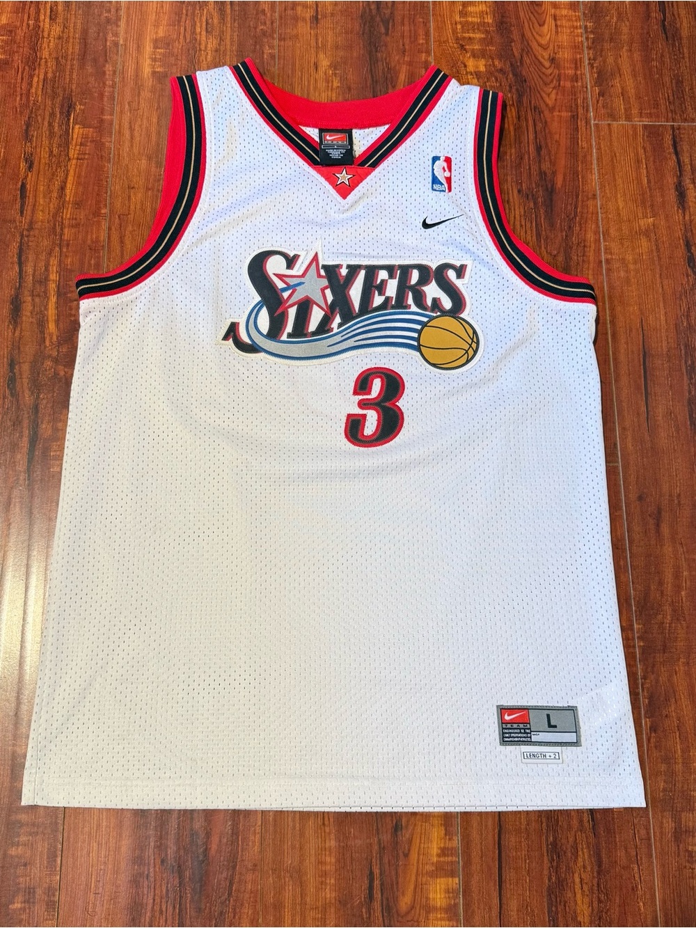 Allen Iverson Vtg Nike NBA Philadelphia 76ers Jersey Labeled Lrg Fit Mens Small!
